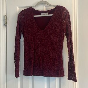 Abercrombie & Fitch Medium Tight Maroon Lace Long Sleeves